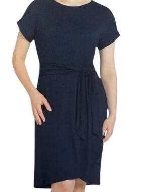 Chaps Navy Tie-Waist Short Sleeve Cap Crewneck shirt Dress size large
